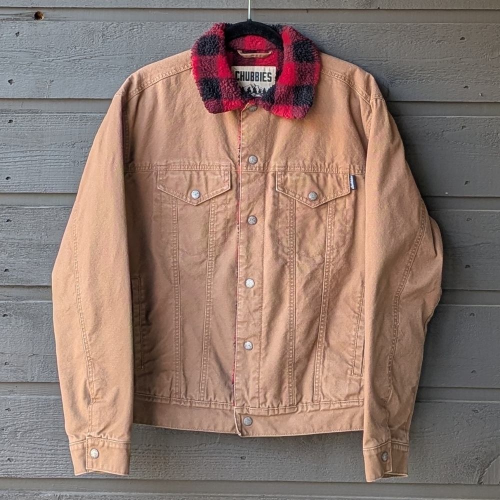 Chubbies The Piston Trucker Jacket Canvas Buffalo Check Sherpa Lined Medium - Picture 10 of 10